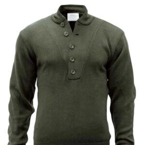 Military Vintage Style 5 Button Henley Sweater